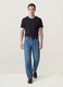 Blue wide-leg pure cotton jeans_0