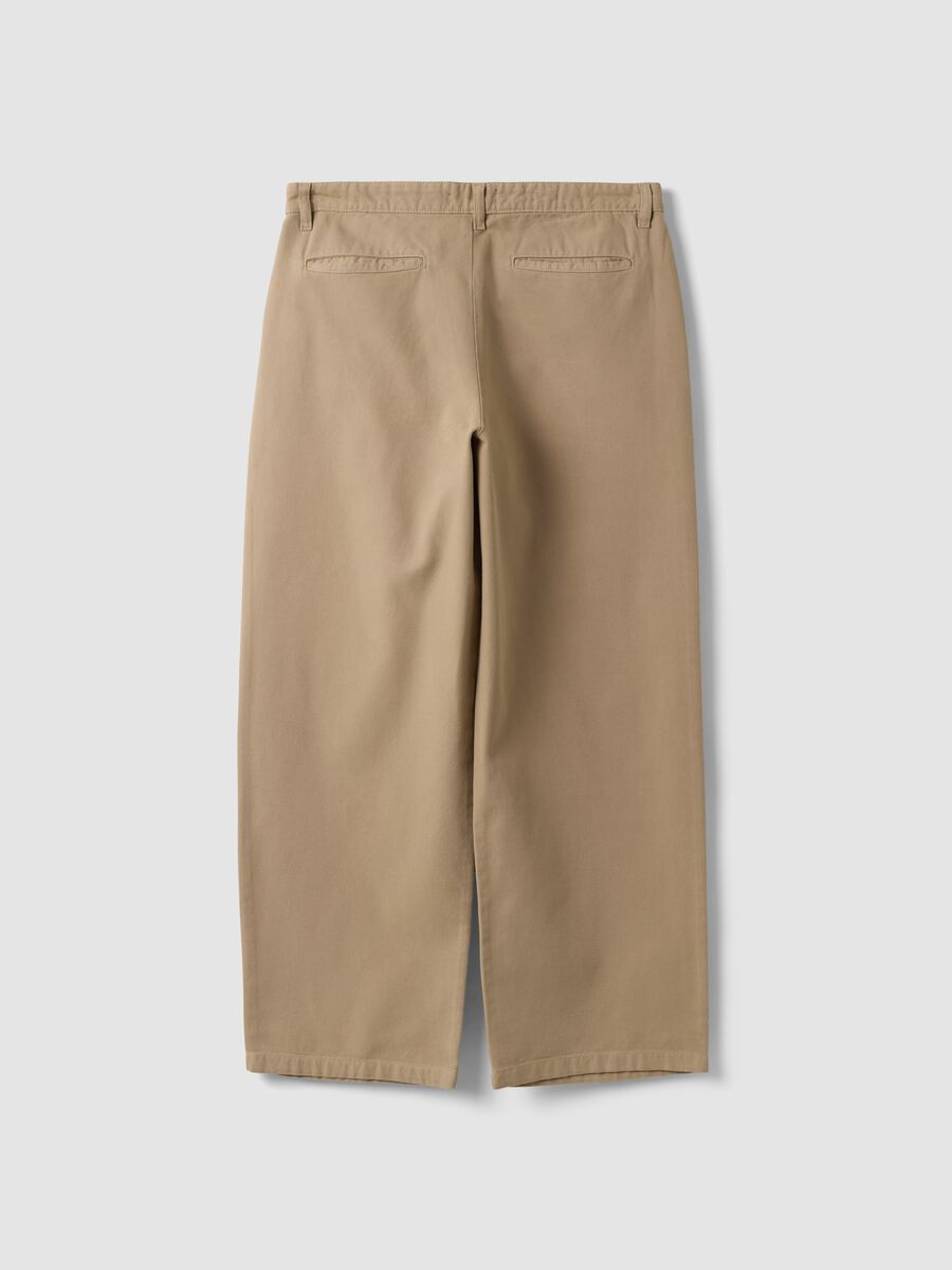 Beige pure cotton barrel-fit chino trousers_6