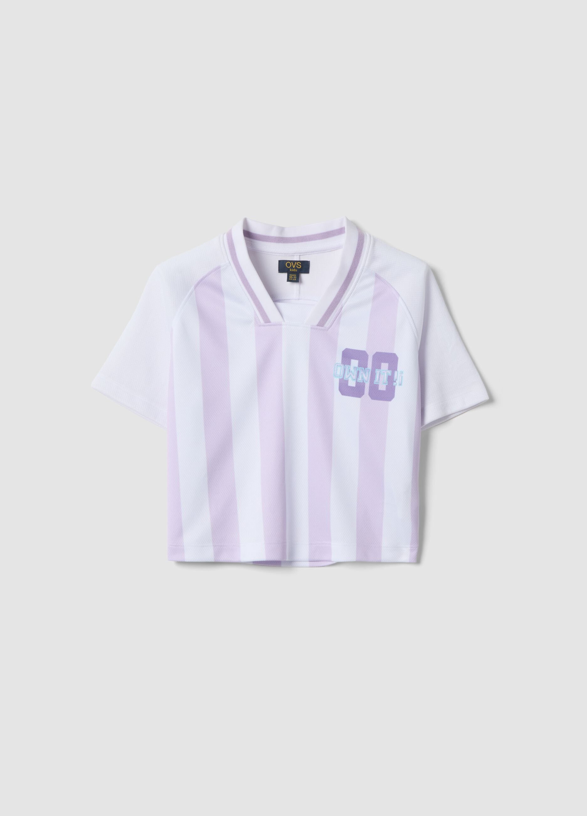 Purple striped short-sleeve T-shirt