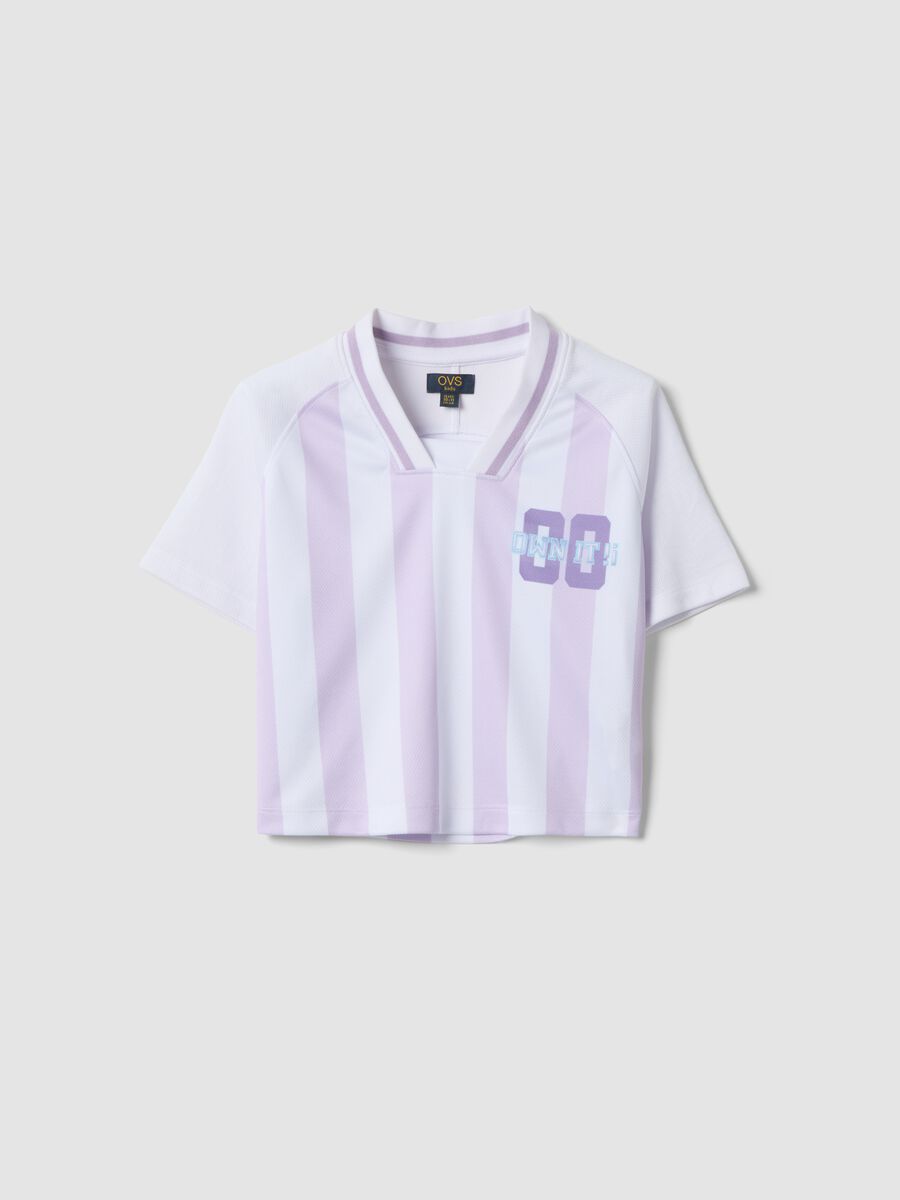 Purple striped short-sleeve T-shirt_0
