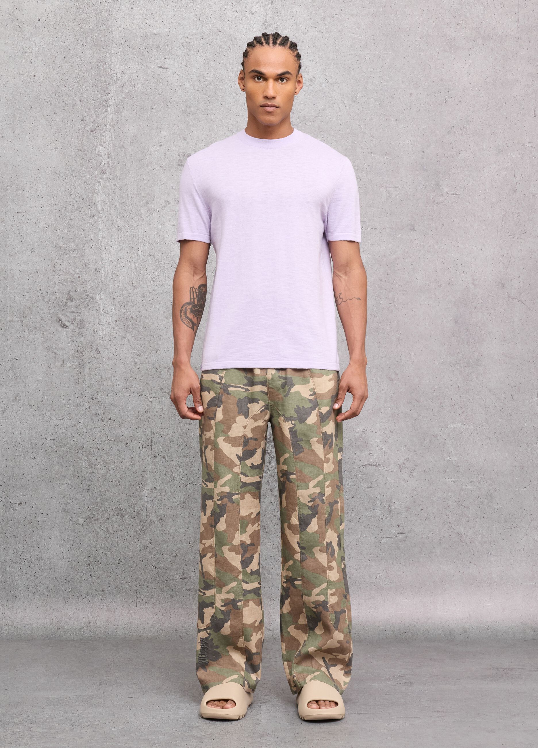 Camo &pi;&alpha;&nu;&tau;&epsilon;&lambda;ό&nu;&iota; wide leg &alpha;&pi;ό 100% &lambda;&iota;&nu;ό