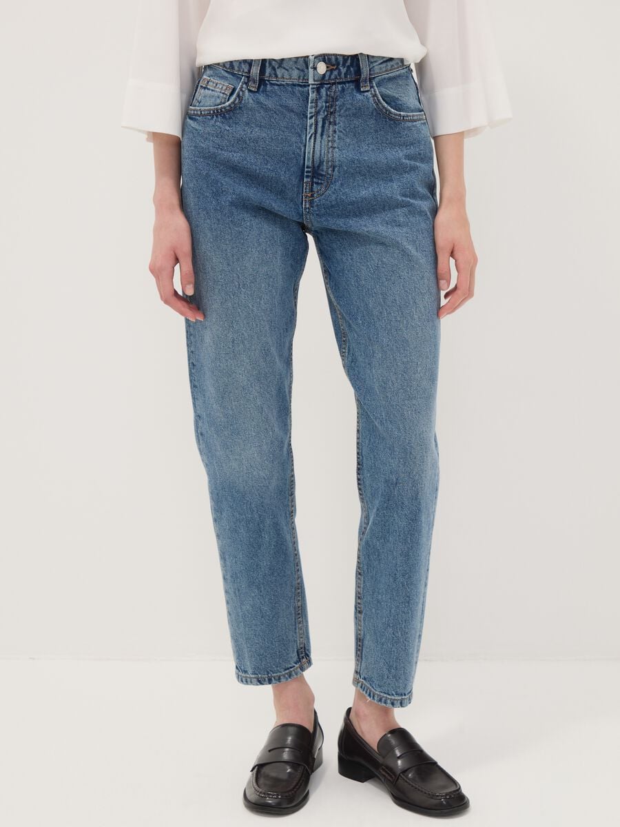 High-waisted pure cotton mom-fit denim jeans_1