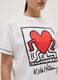 T-shirt branca de algod&atilde;o puro, modelo regular com estampa Keith Haring_3