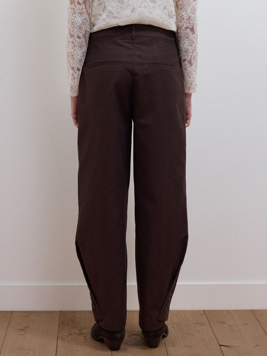 Pantaloni marroni in puro cotone barrel fit_2