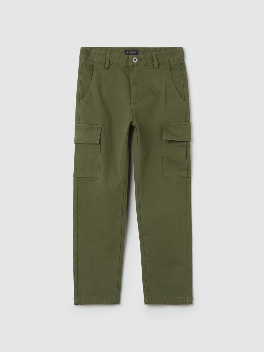Stretch cotton cargo trousers_3