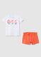 Girls' pure cotton white and orange regular fit set_0
