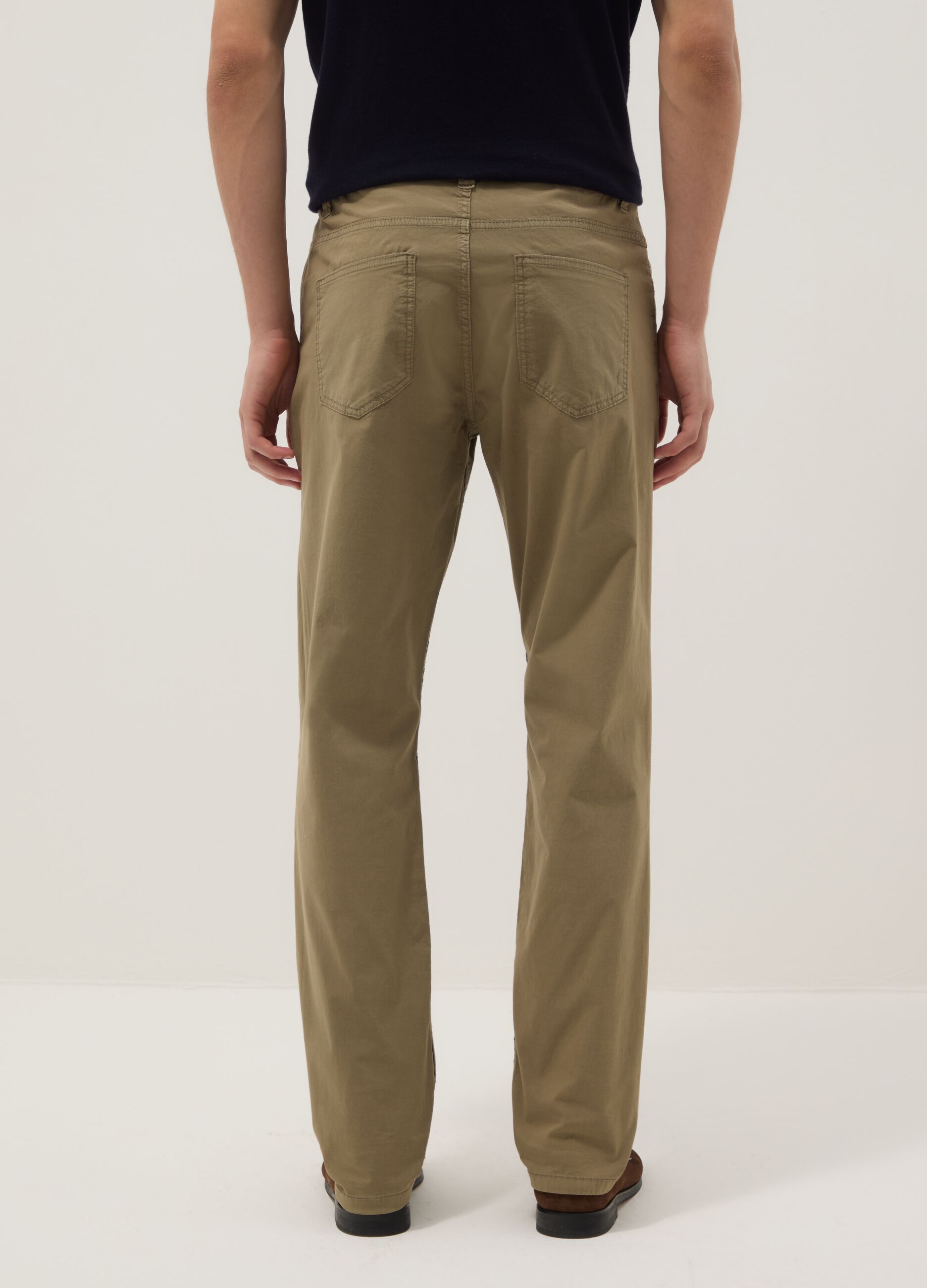 Slim fit green stretch cotton trousers