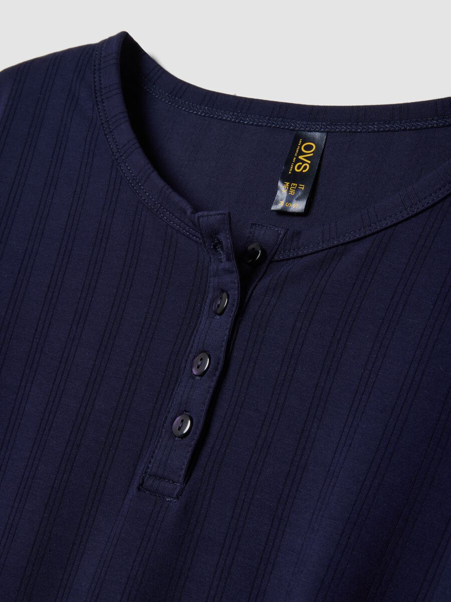 Blue ribbed stretch viscose pyjama top_5