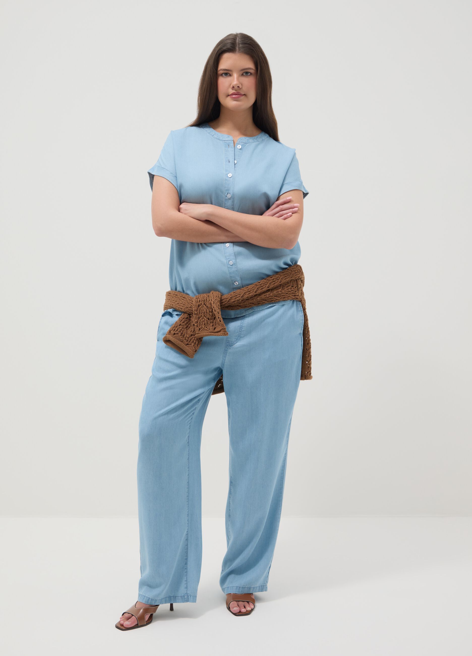 Blaue Jogger aus reinem Lyocell Regular Fit