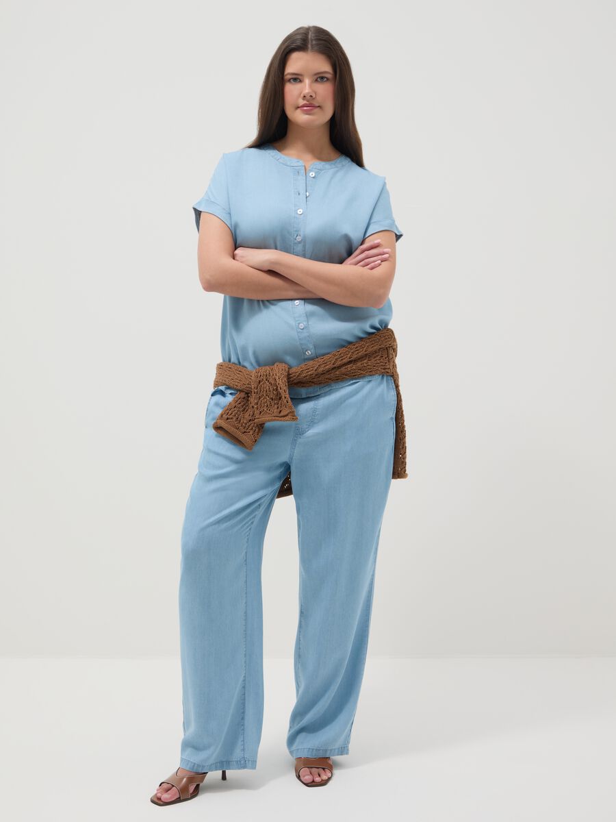 Blaue Jogger aus reinem Lyocell Regular Fit_0