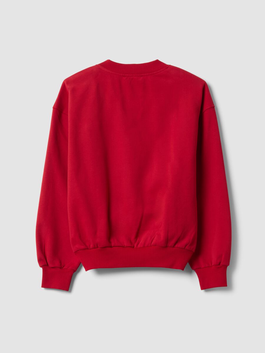 Rotes Sweatshirt aus Baumwollmischung mit V-Ausschnitt und Oversize-Fit_2