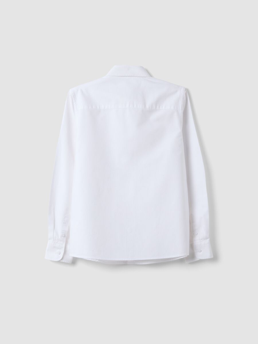 White pure cotton Oxford shirt with classic collar for boys_1