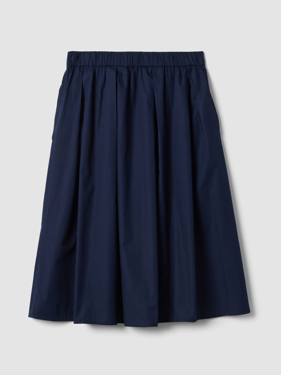 Saia midi azul em algod&atilde;o puro_0