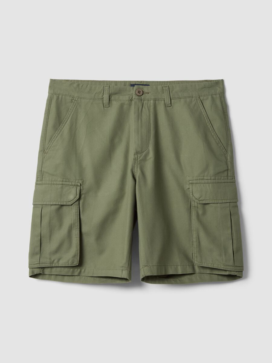 Gr&uuml;ne Cargo-Bermudas aus reiner Baumwolle, Regular Fit_4