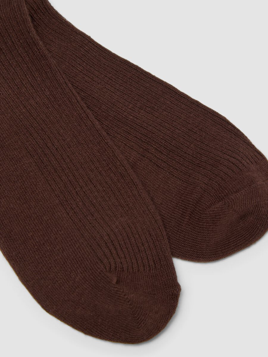 Brown stretch organic cotton-blend socks with Christmas detail_1