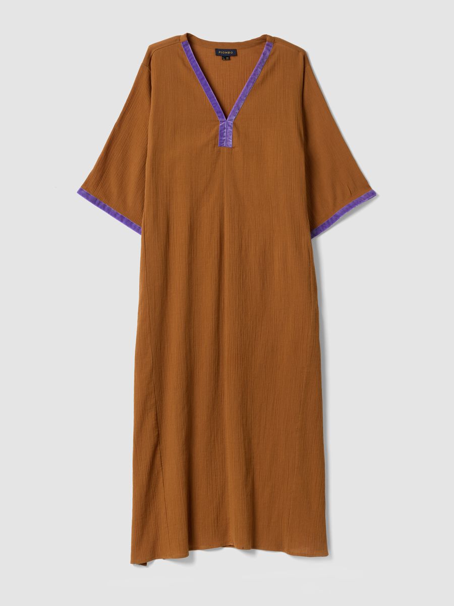 Langer brauner Kaftan aus reiner Baumwolle_4