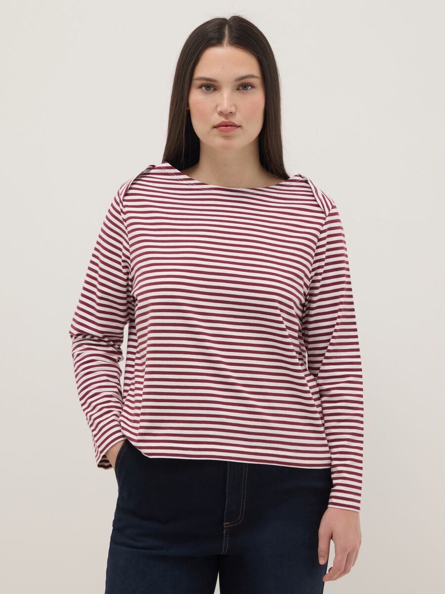 Multicolour striped regular fit stretch cotton top_0