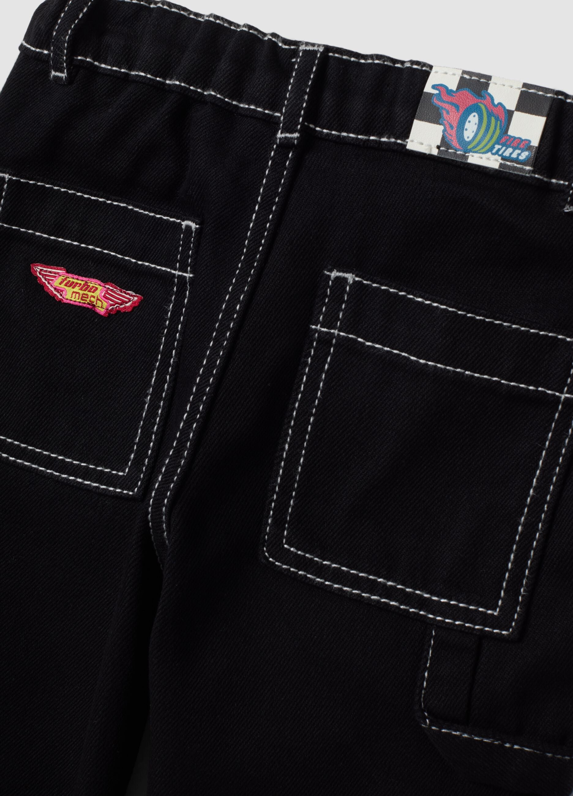 Black carpenter trousers in cotton-viscose blend, comfort fit, for baby boy