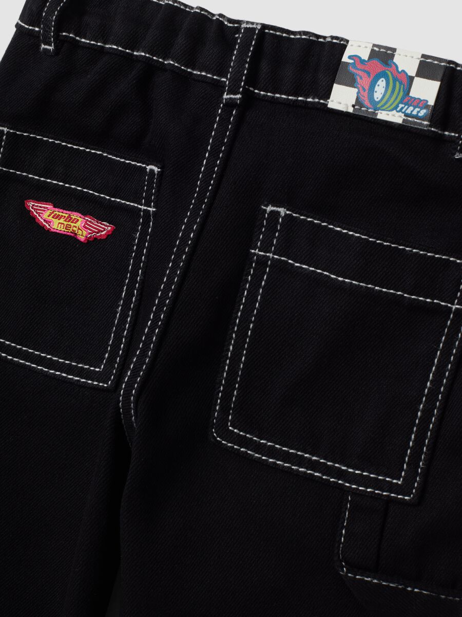 Black carpenter trousers in cotton-viscose blend, comfort fit, for baby boy_3