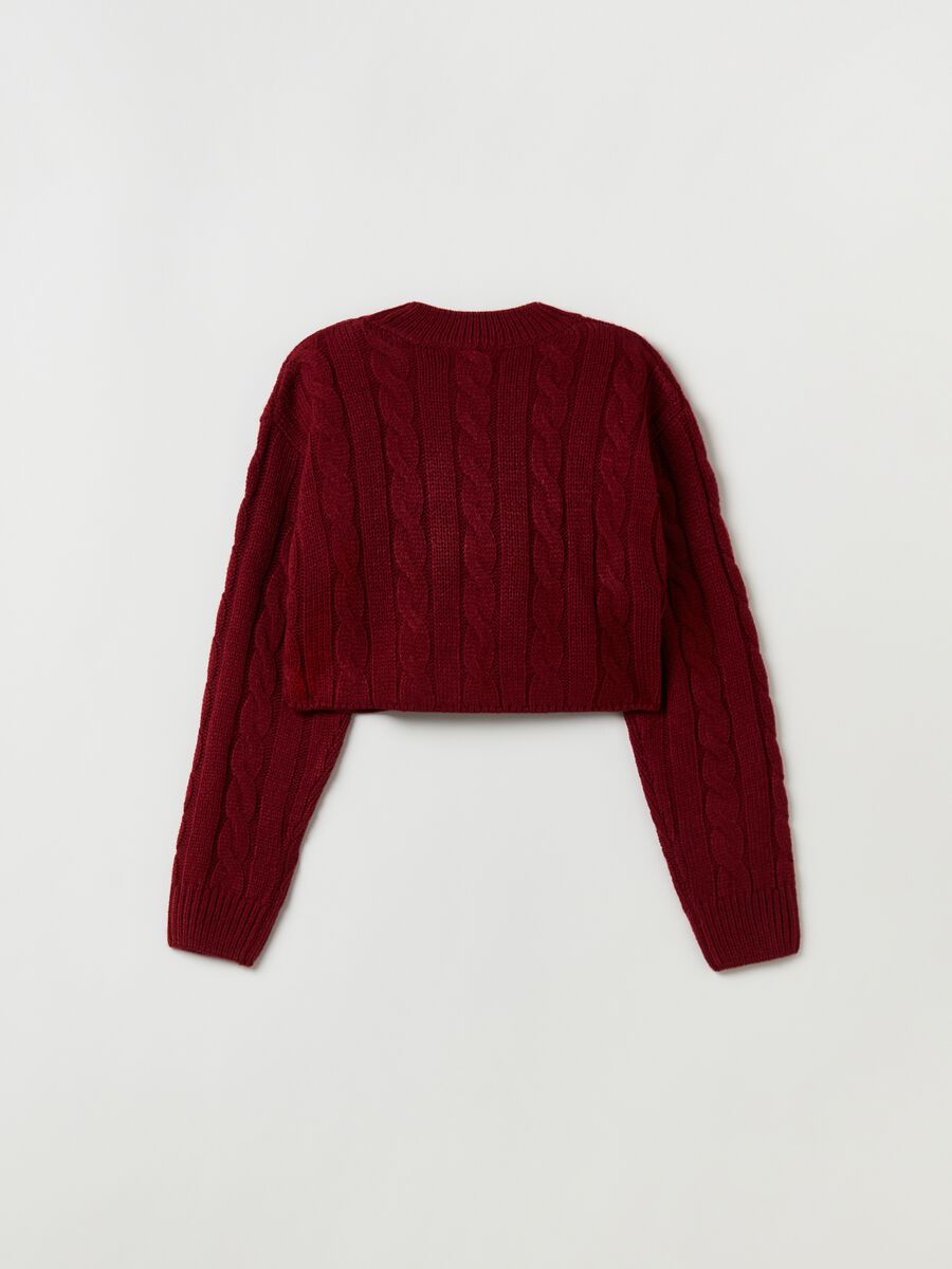 Cropped pullover with cable knit pattern_1
