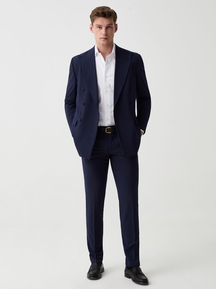 Easy-fit double-breasted pinstriped suit_0