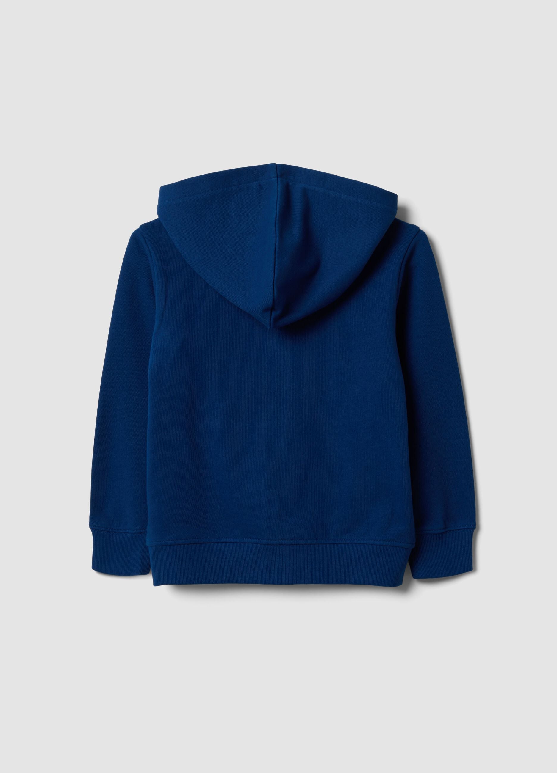 Blue hooded sweatshirt in pure organic cotton for boys, regular fit