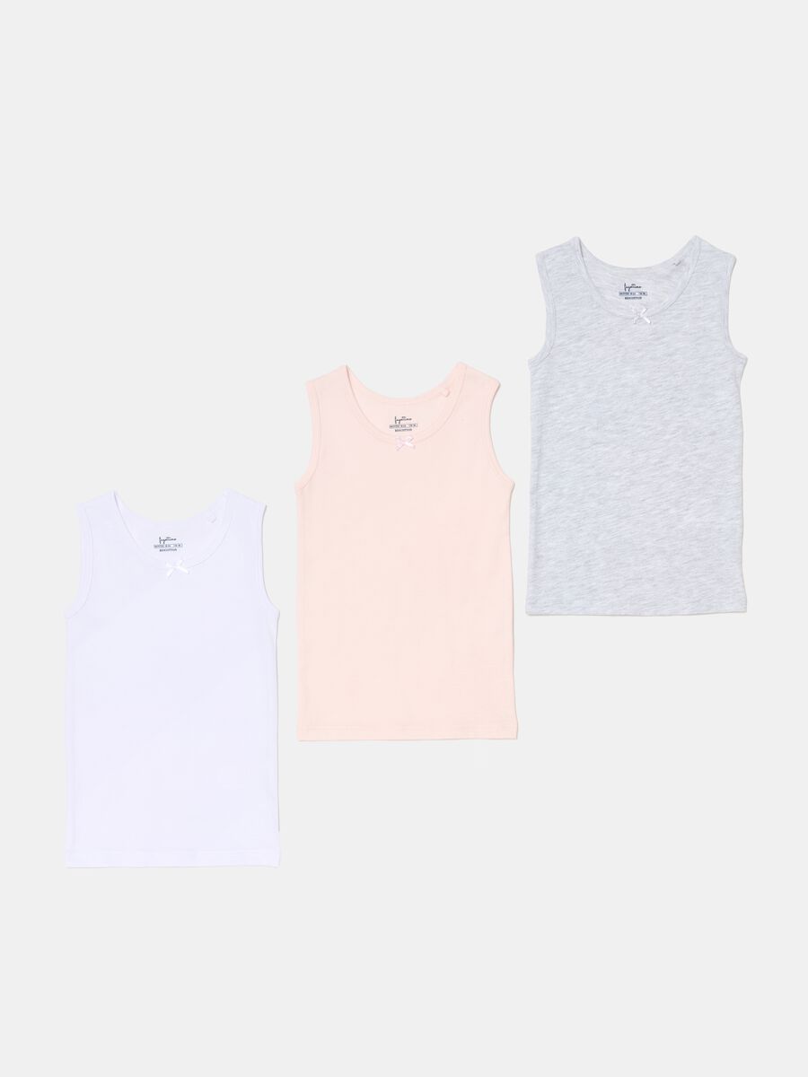 Three-pack racerback vests in organic cotton with bow_0