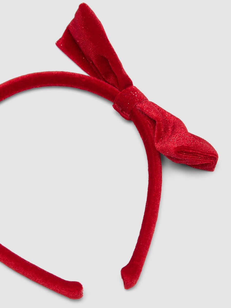 Cerchietto rosso glitter con fiocco_2