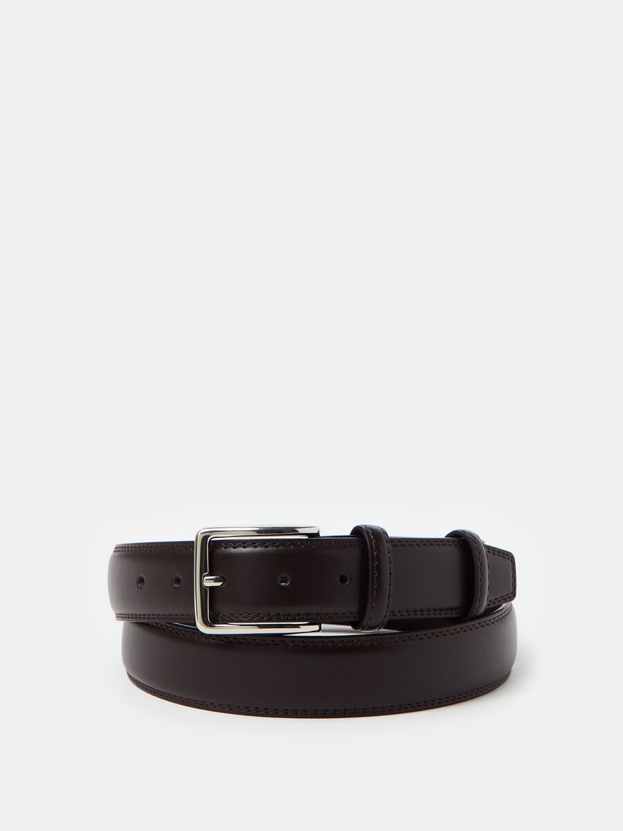 Skinny belt with square buckle_0