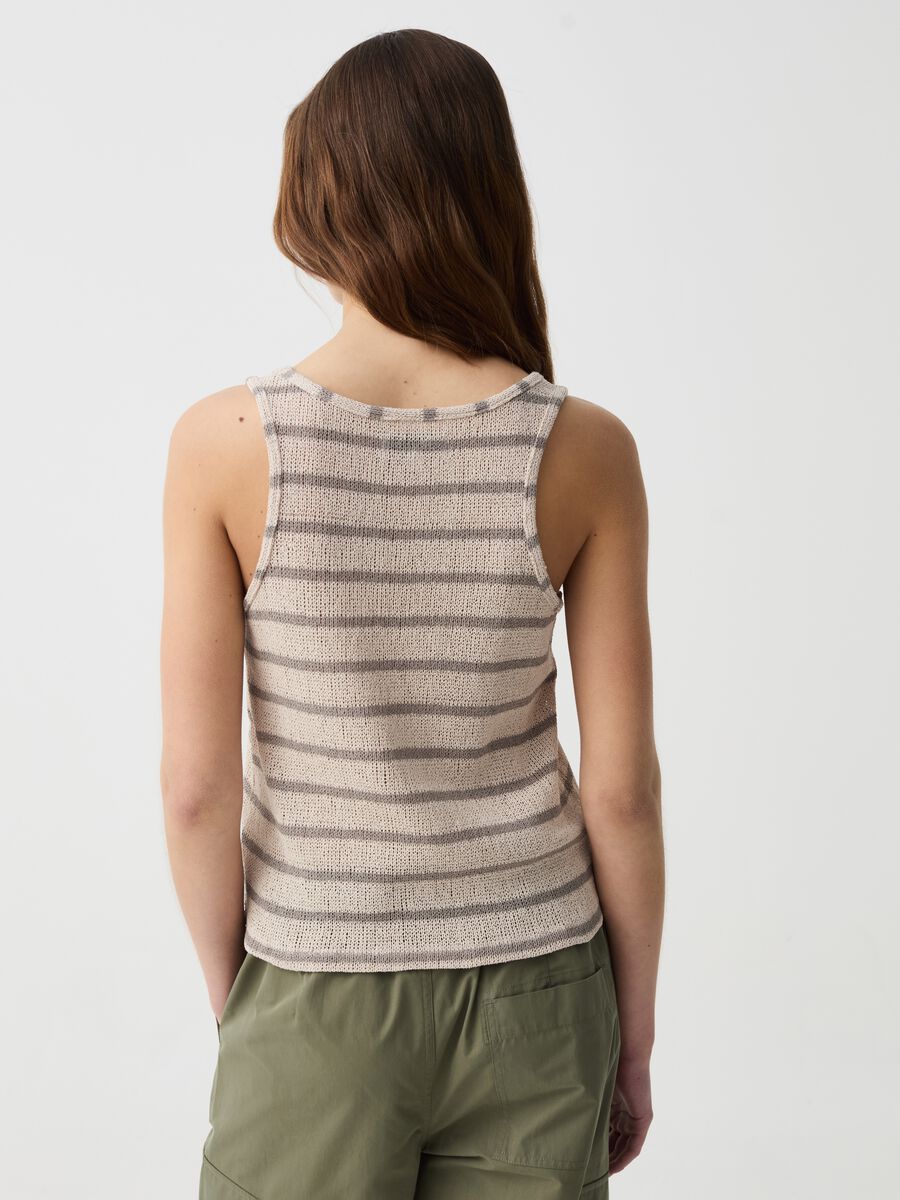 Striped knitted-effect tank top_1