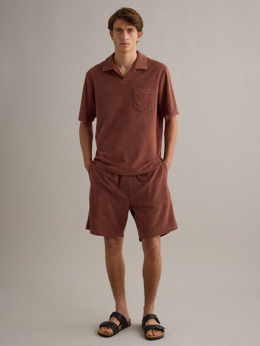 Brown short-sleeve cotton-blend polo shirt_2