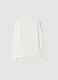 T-shirt bianca con collo rialzato in puro cotone organico con stampa_1