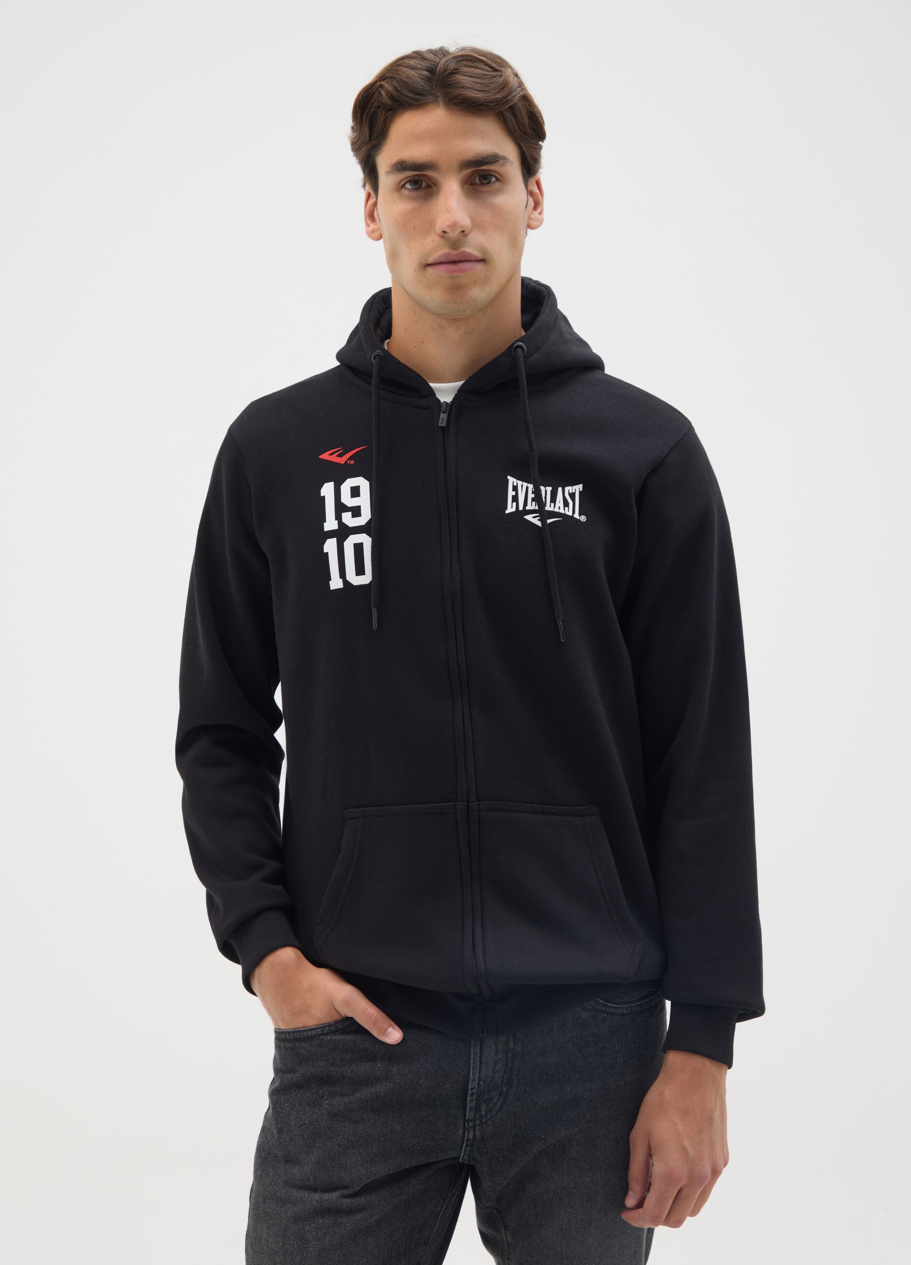 Sweat &agrave; capuche noir en m&eacute;lange de coton Everlast