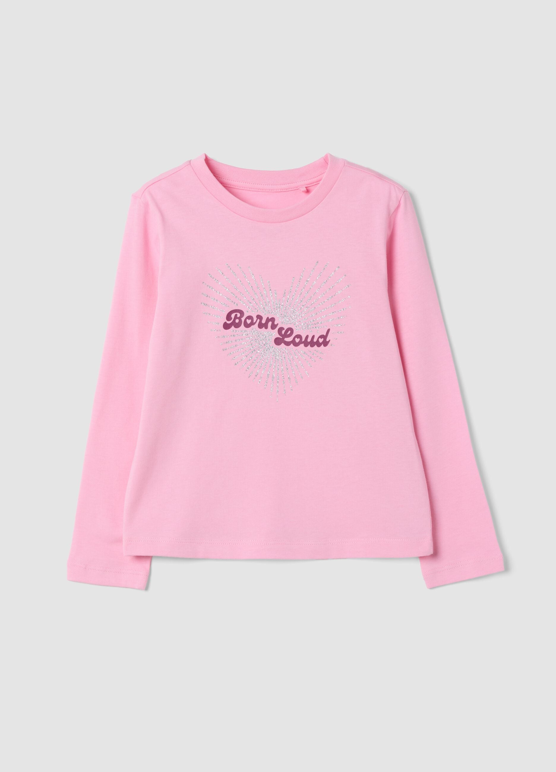 T-shirt rosa em puro algod&atilde;o org&acirc;nico com gola redonda