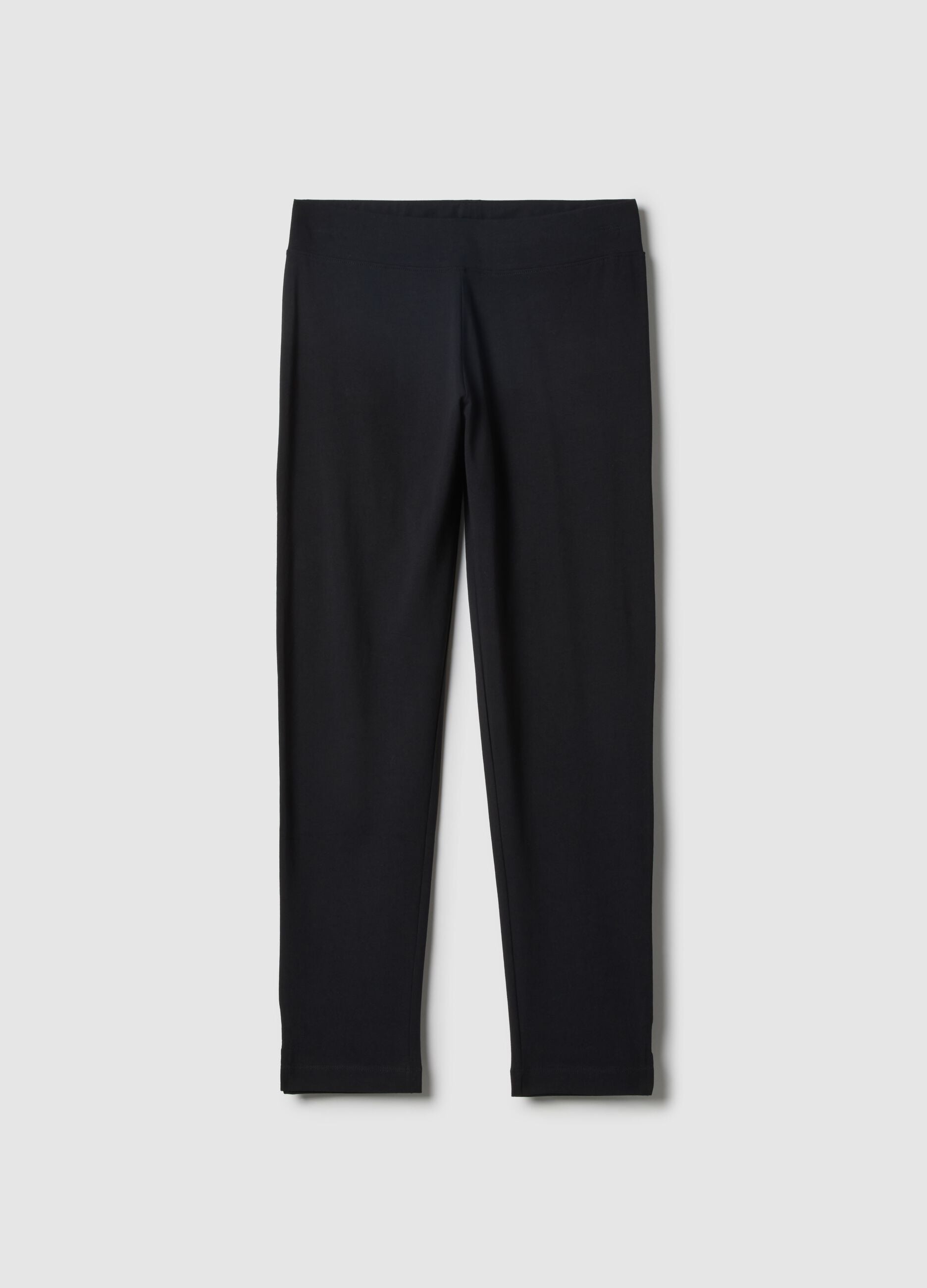 Black Stretch Cotton Slim Fit Leggings