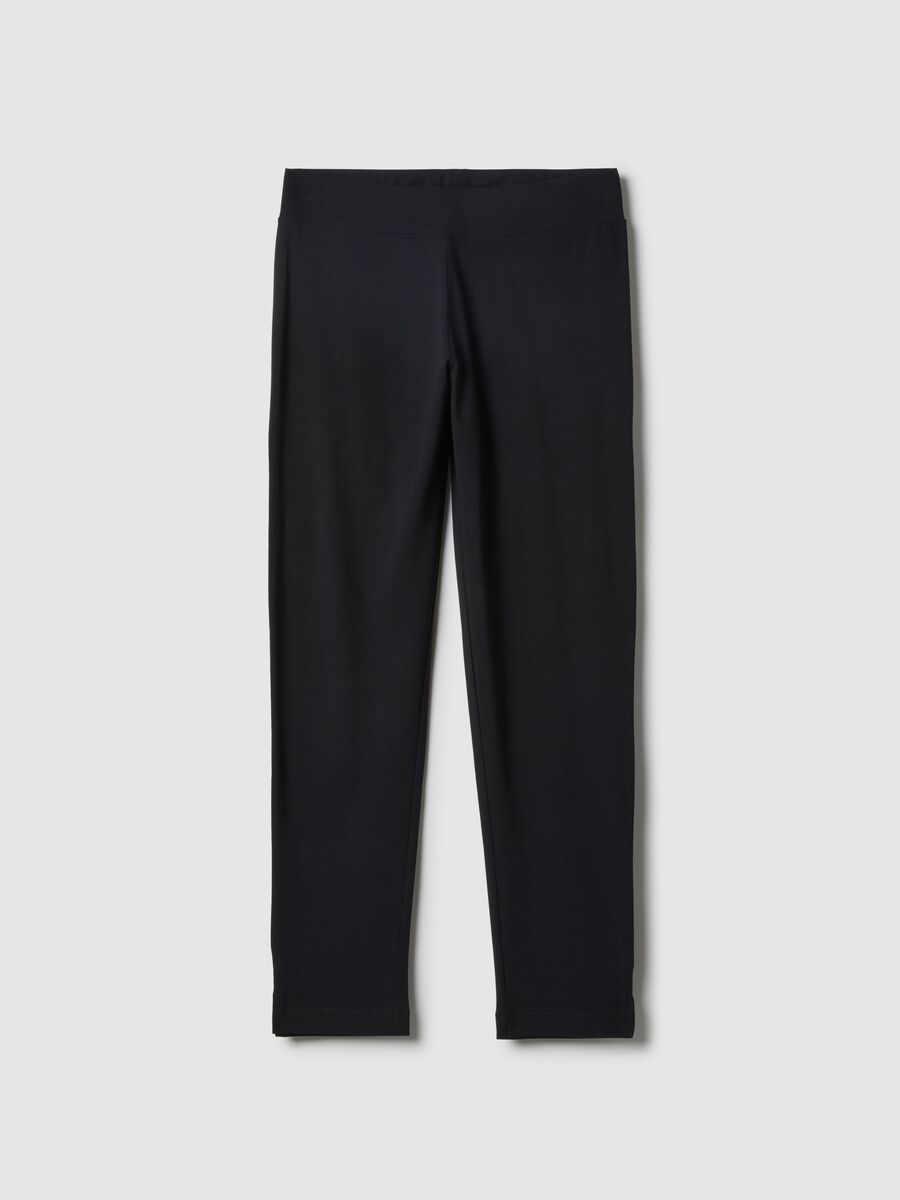 Black Stretch Cotton Slim Fit Leggings_4