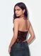 Brown sequin stretch-fabric top_1