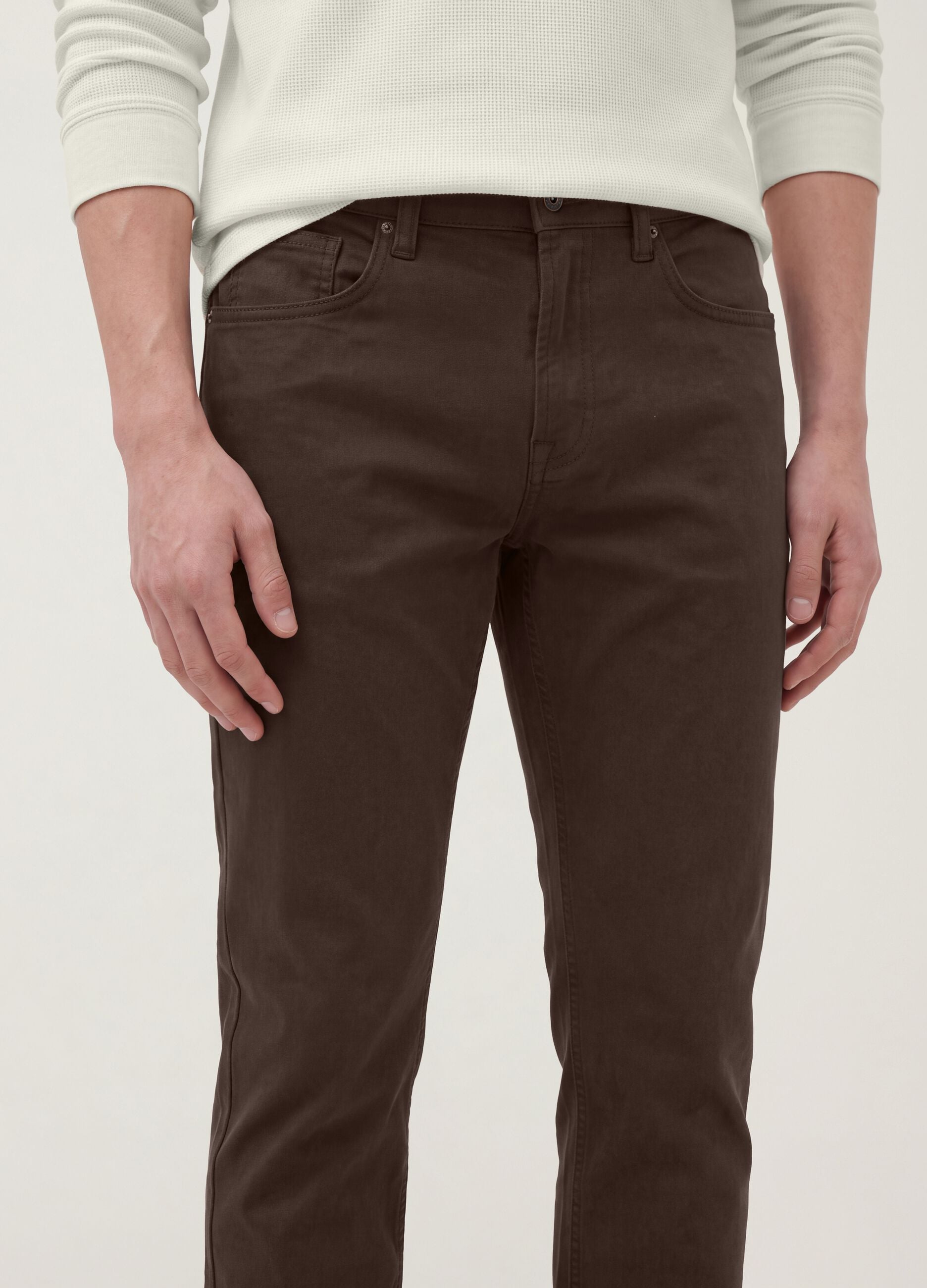 Brown denim jeans in stretch cotton, slim fit