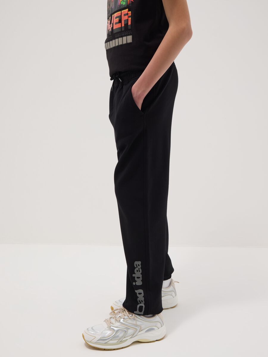 Boys' regular fit pure cotton black jogger trousers_1