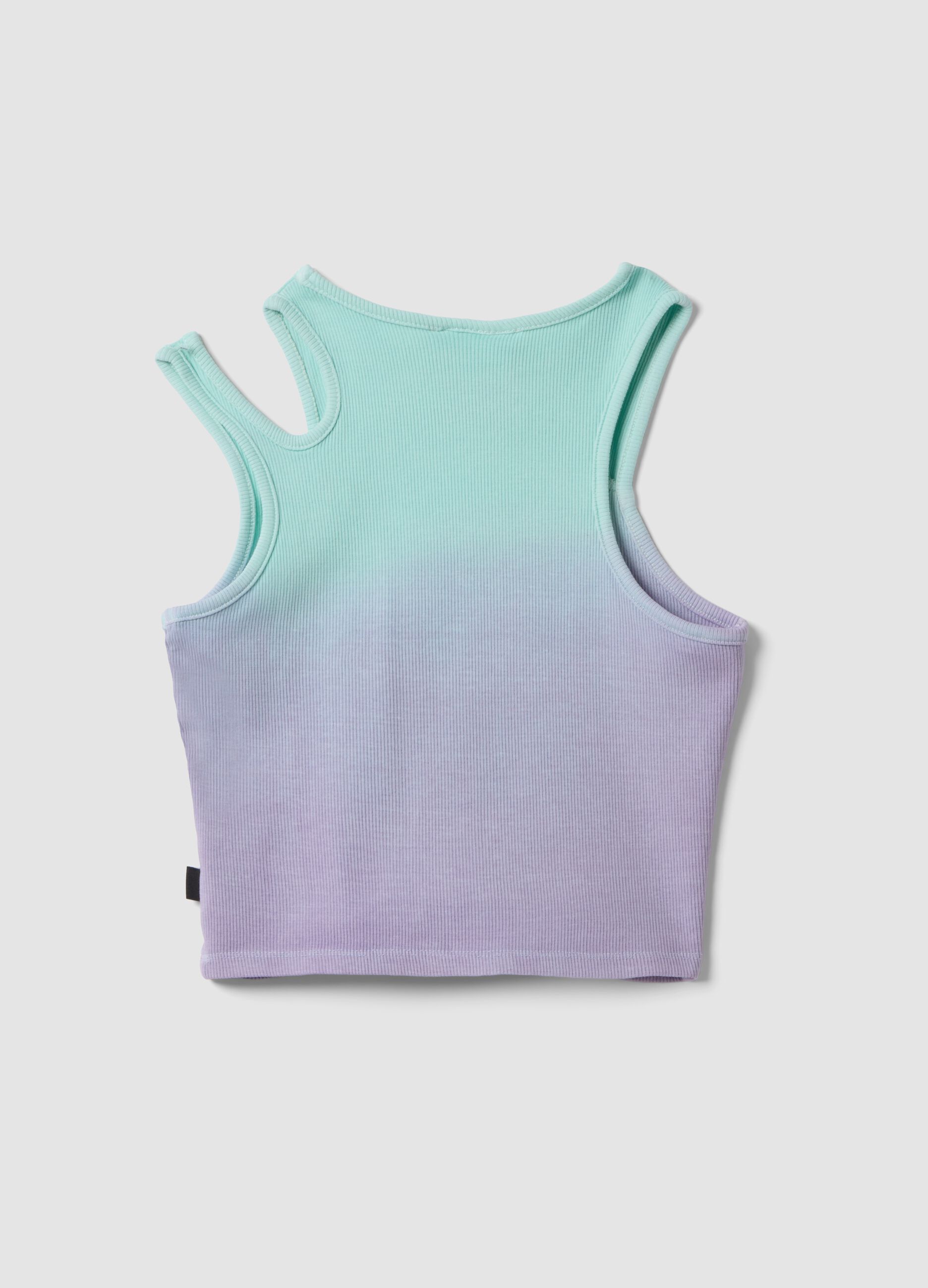 Tank top viola in cotone elasticizzato sfumato per ragazza fitted
