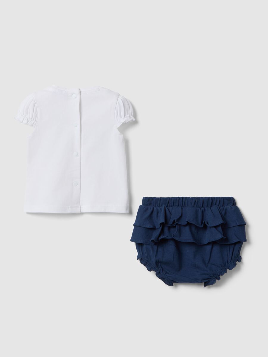 Baby girl's pure white and blue cotton set with ruffles_3