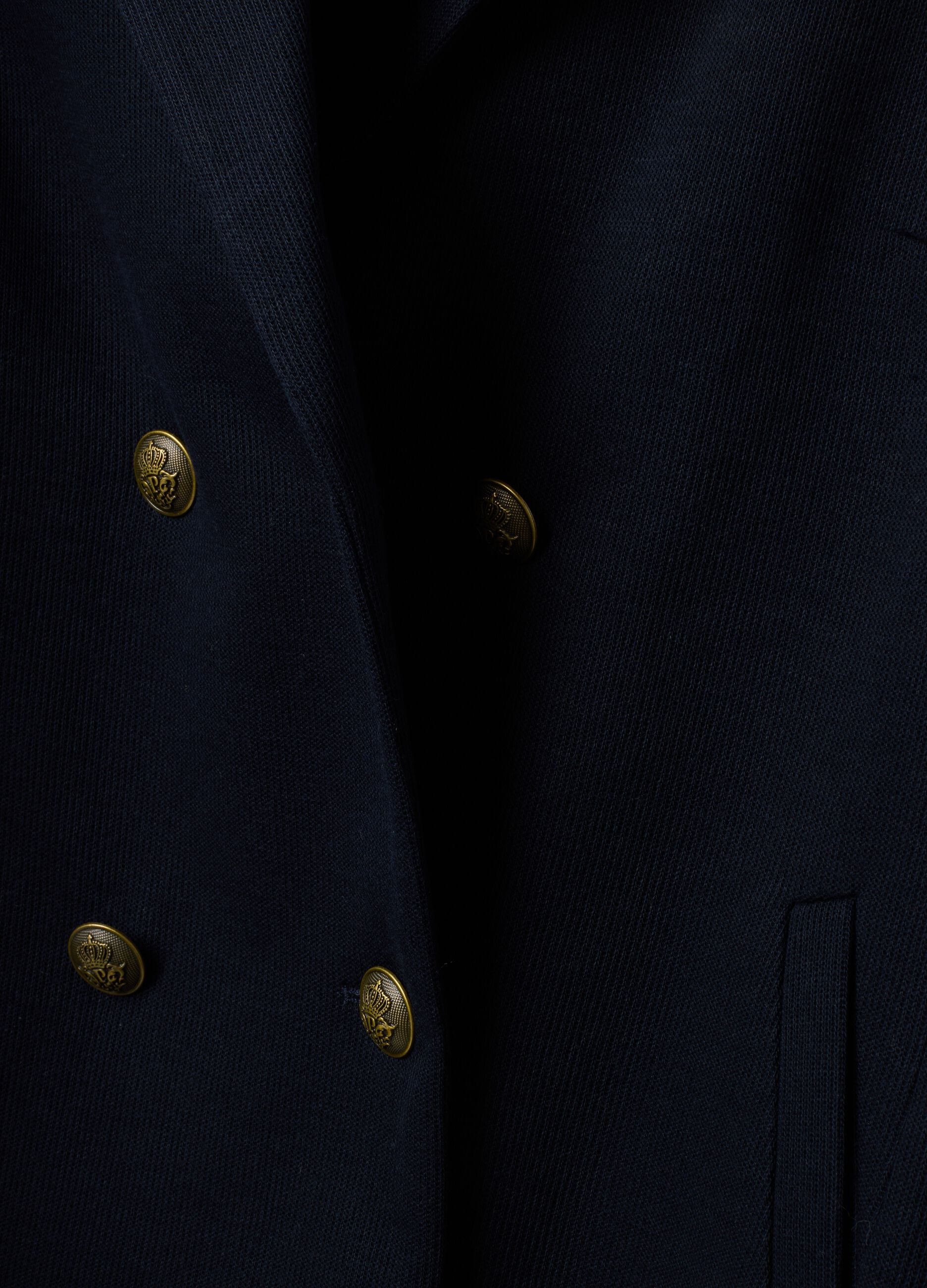 Navyblauer Regular-Fit Zweireiher-Blazer mit klassischem Revers