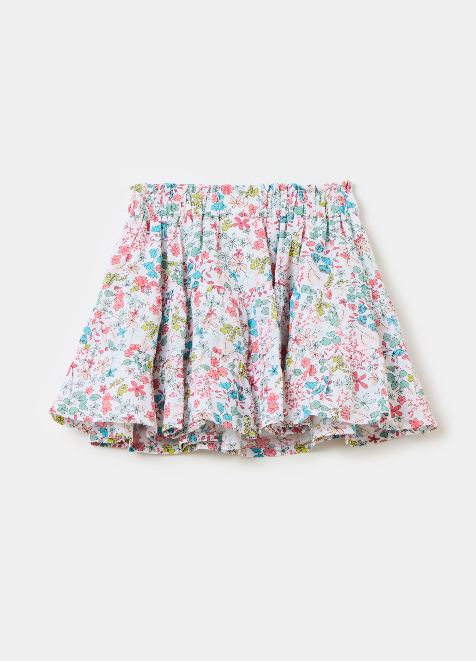 Cotton skirt with floral print