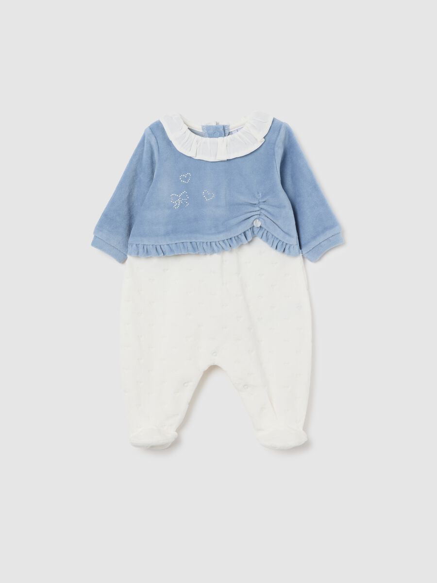 Multicoloured baby sleepsuit in cotton blend with embroidered details_0