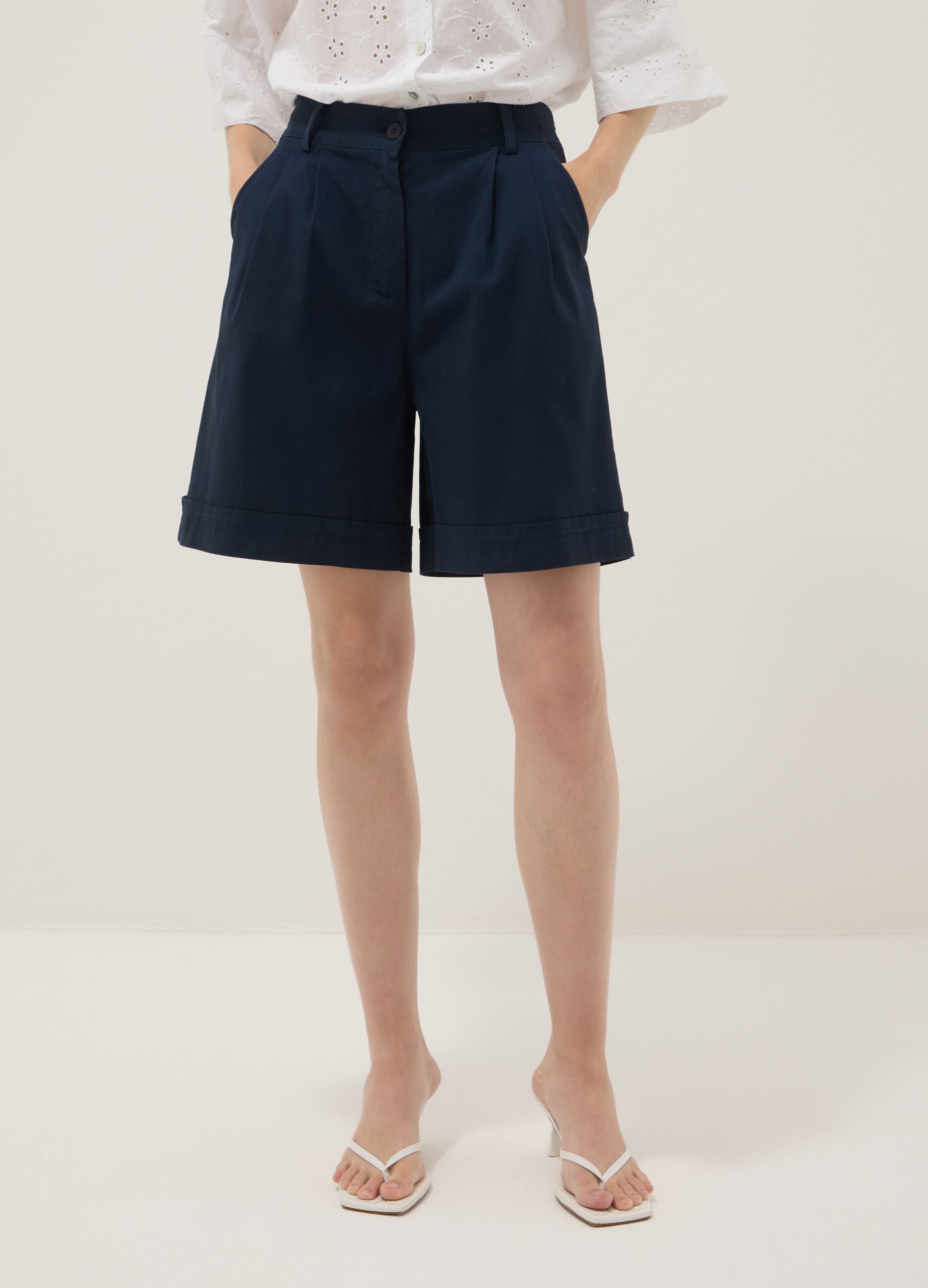 Blue stretch cotton shorts