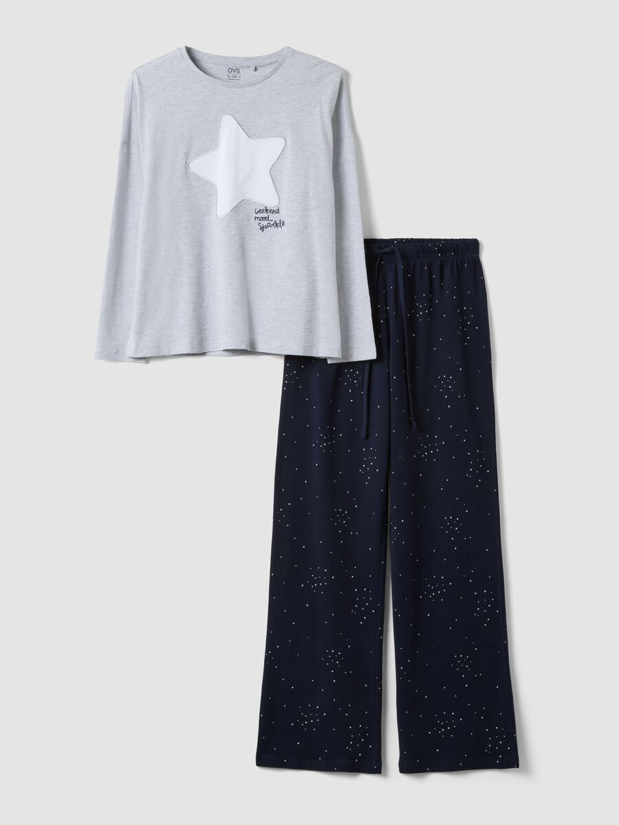 Grey organic cotton and viscose blend crew-neck pyjamas_4
