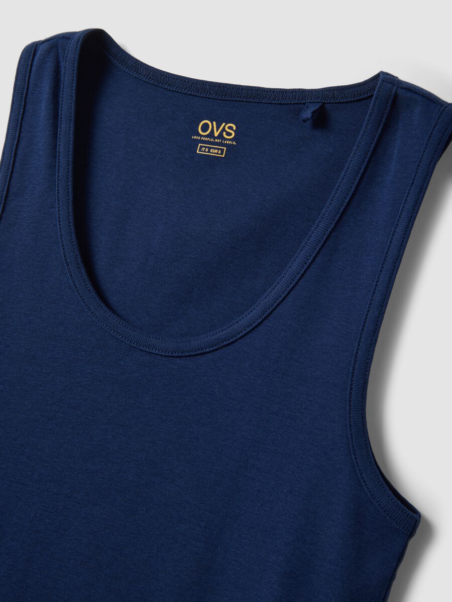 Camiseta de tirantes azul de algod&oacute;n puro_5