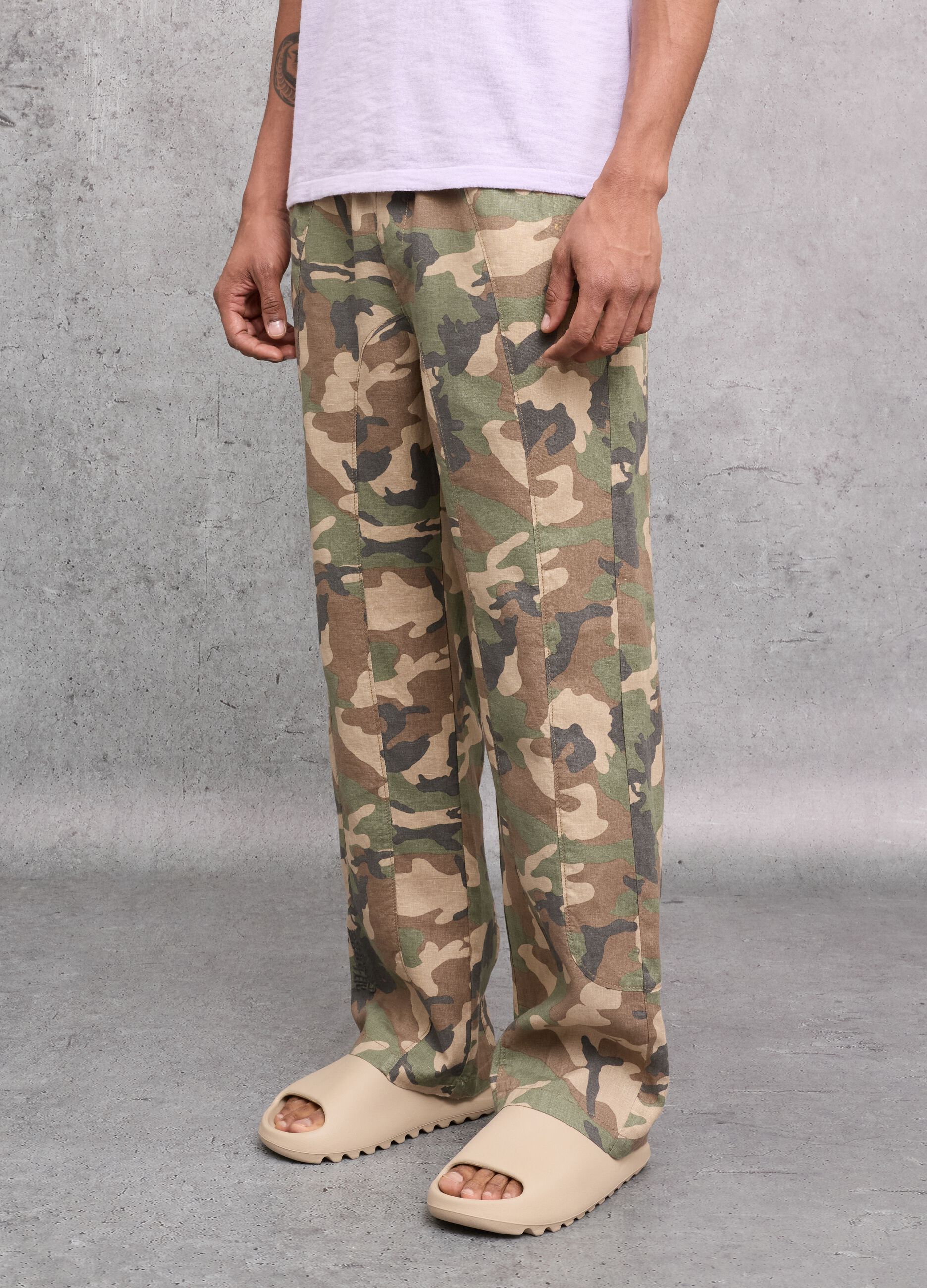 Camo &pi;&alpha;&nu;&tau;&epsilon;&lambda;ό&nu;&iota; wide leg &alpha;&pi;ό 100% &lambda;&iota;&nu;ό