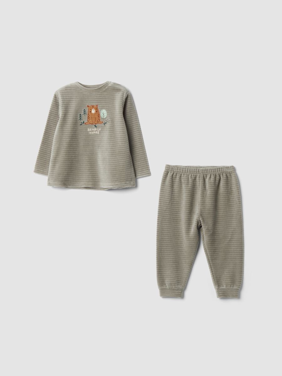 Sage green cotton-blend crew-neck pyjamas_0