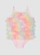 Pink one-piece swimsuit with tulle frills for baby girls_0